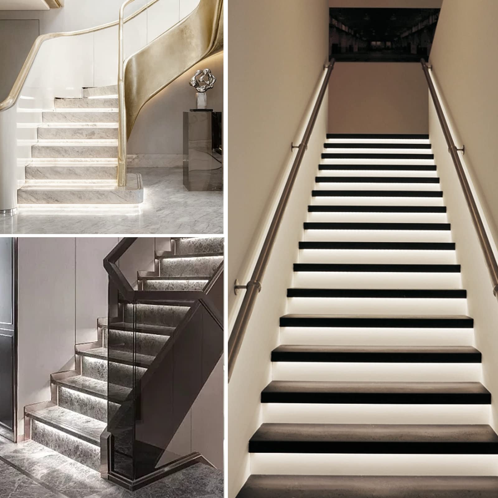 LED-Treppenstufenbeleuchtung mit Bewegungsmelder,16 Stufen LED Treppenlicht Streifen Neutralweißes Licht (16 Schritte RL-STEP-05-4000K)