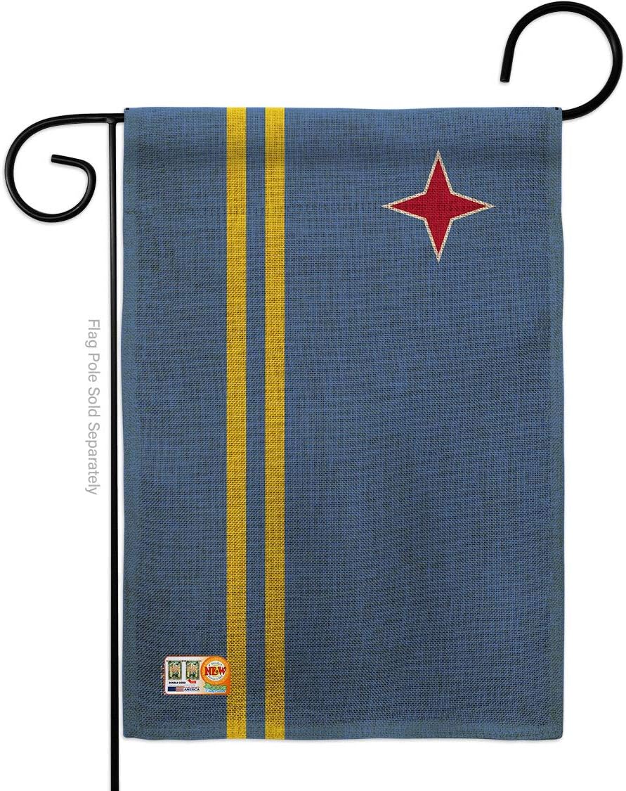 Aruba Burlap Garden Flag Nationality Nation International World Country Particular Area Small Decorative Gift Yard House Banner Double-Sided Made In USA 13 X 18.5