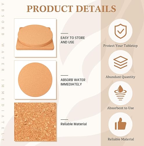 Miniatura 3 de Juego de posavasos de corcho grueso, 6 piezas, 12 pulgadas de alta densidad, almohadillas calientes multifuncionales resistentes al calor para mesa