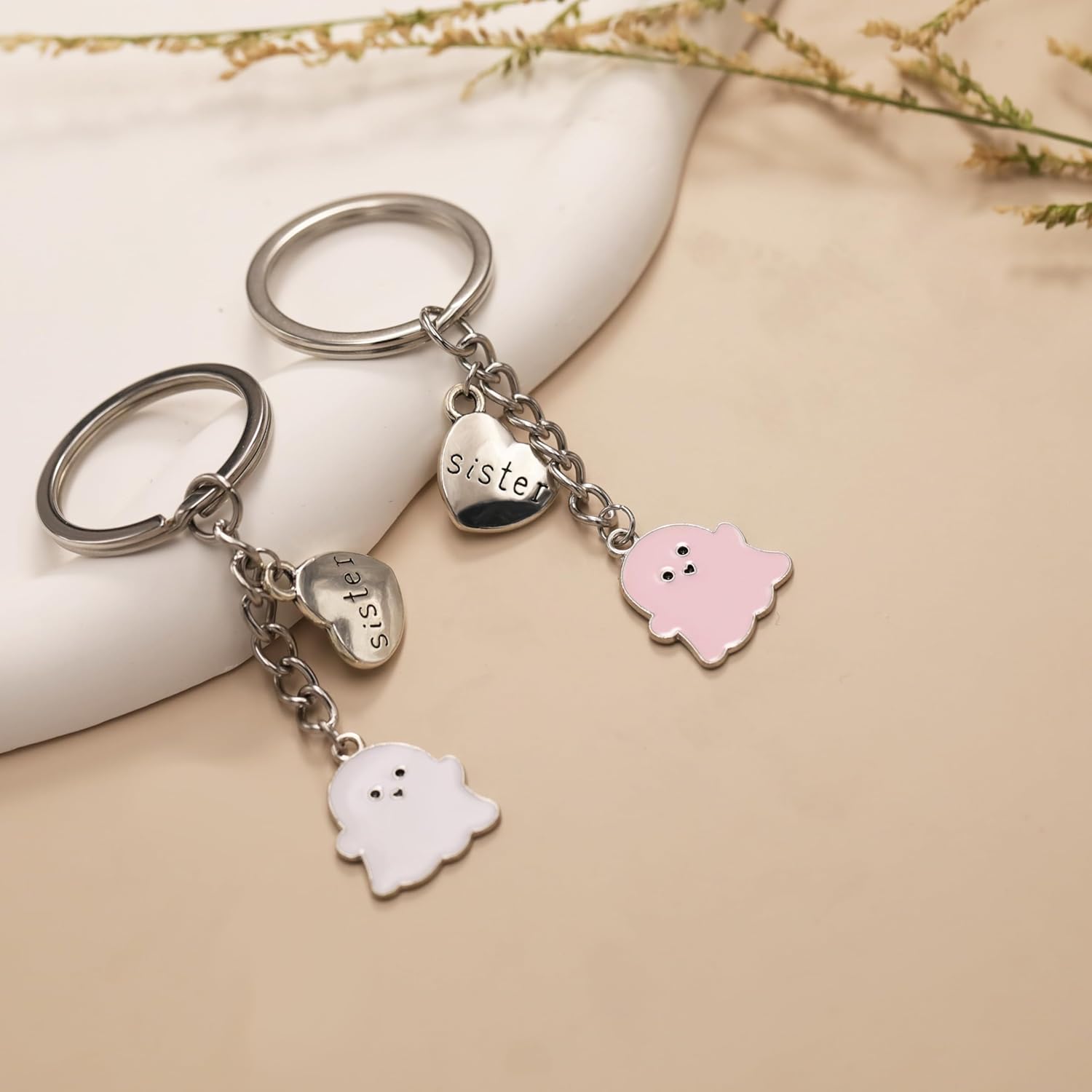 PRCOLUX Funny Cute Ghost Keychain Gifts for Sisters Boyfriend Girlfriend Couple Halloween Christmas Birthday Graduation Gifts - Image 5