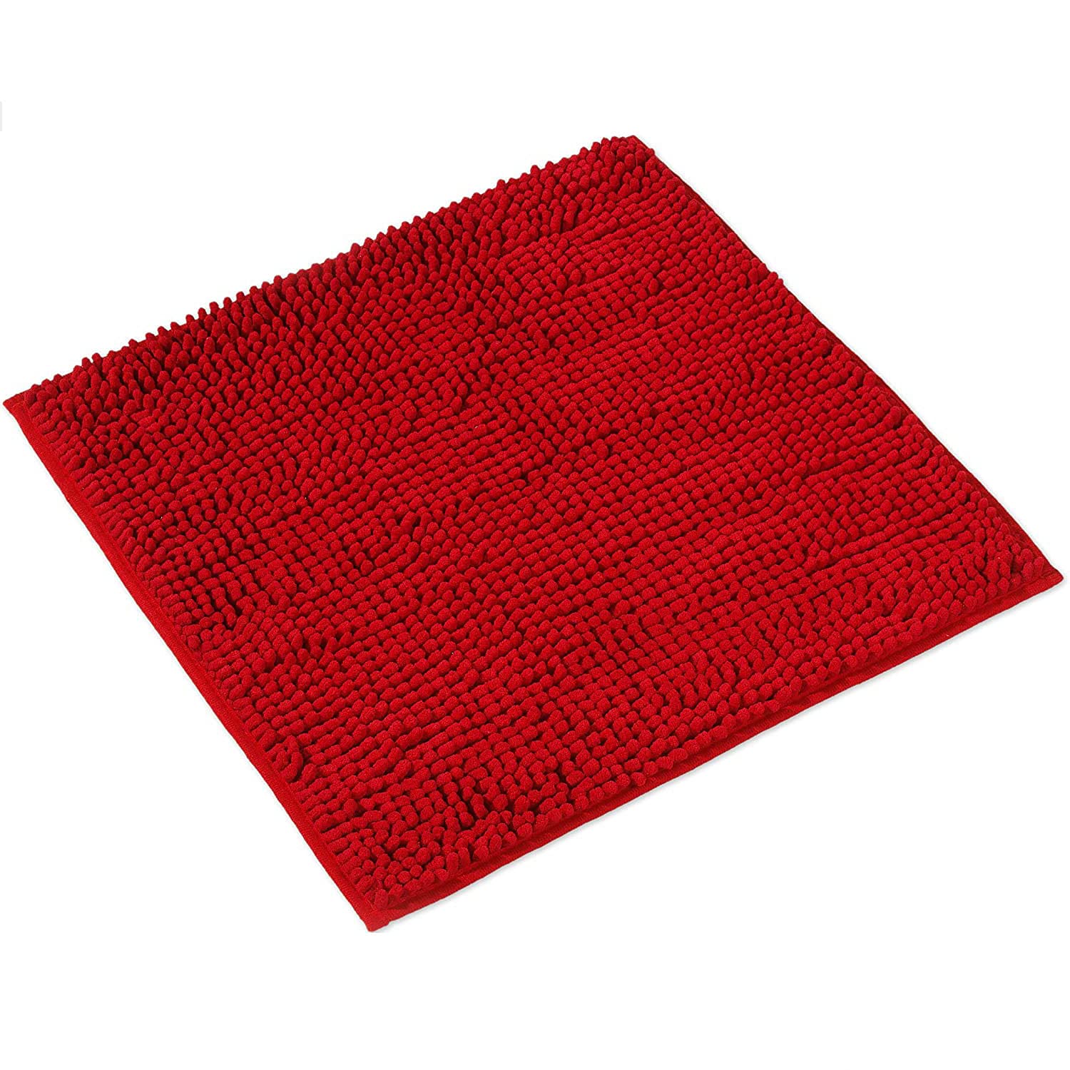 Tapis rectangulaire antidérapant rouge 40x60 cm moelleux lavable