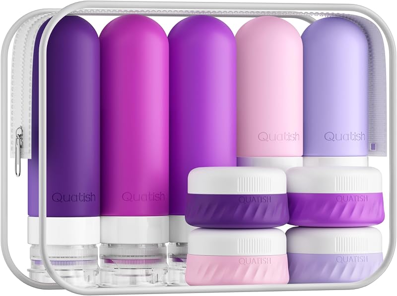 Quatish Kit de frascos recarregáveis para viagem roxo, 15 unidades