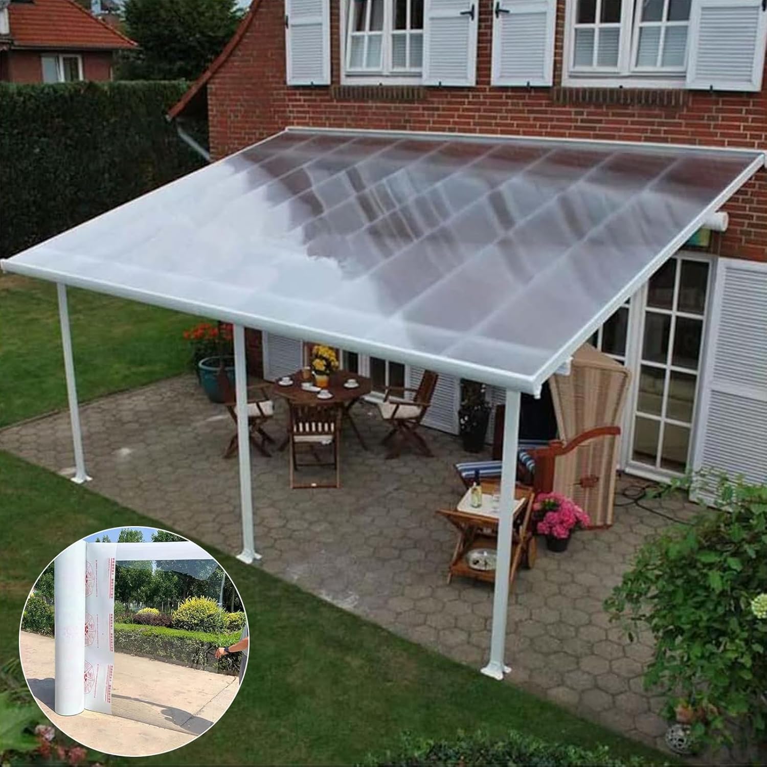 Clear Acrylic Plastic，Clear Acrylic Polycarbonate Plastic Sheet 2mm Thick Impact Resistance Roofing Panels with UV Protection for Rainproof Greenhouse Cover Car Shed Canopy Stadiums Bus Shel