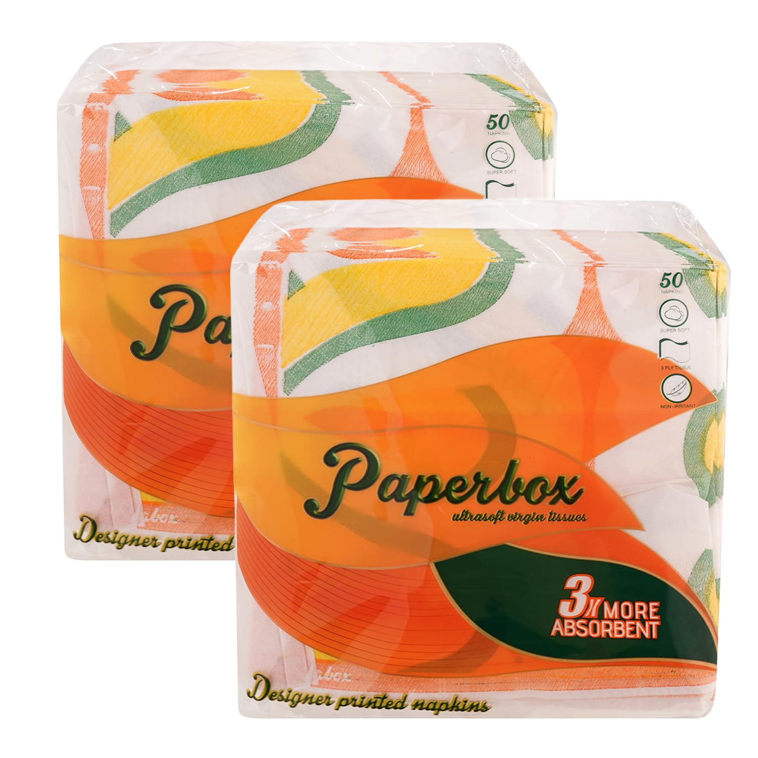 Paperbox Designer Printed Paper Napkins | 3-Ply Tissue Napkins | Super Soft | 3X More Absorbent | Virgin Pulp | Disposable Table Napkins | 50 Sheets per Pack | Pack of 2-image-20