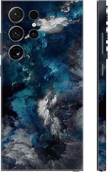 Skin Wrap for Samsung Galaxy S24 Ultra, Sticker Decal Protective Film Cover for Phone Back, Camera, Frame Blue Clouds