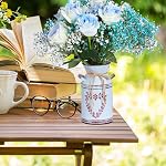 LINXIU Vintage Galvanized Milk Can, Farmhouse Decorative Flower Vase, Rustic Shabby Chic Vase with Handle for Home Office Decor 7.5"
