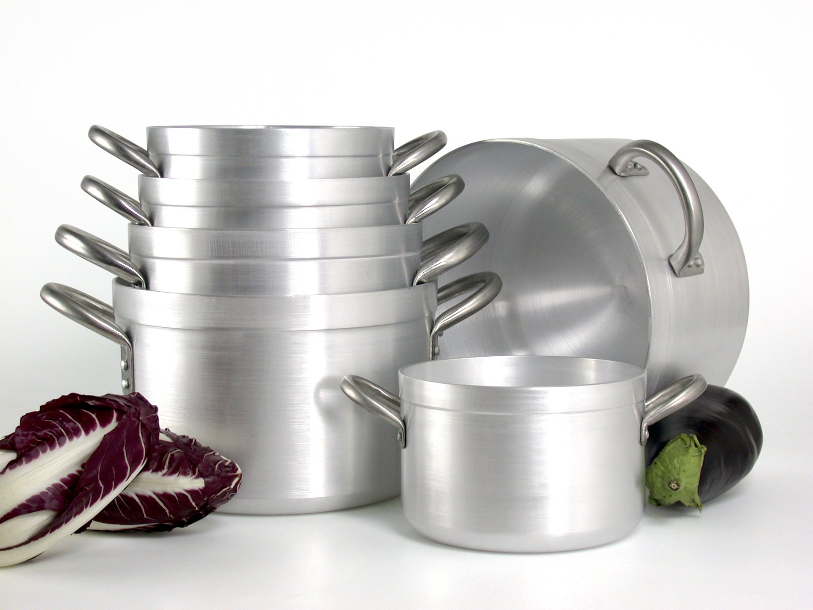 PARDINI Albergo Alta Aluminium Casserole with 2 Handles 7 Cooking Pots, Metal, Grey, 30 cm