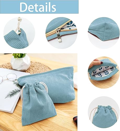 Miniatura 6 de Bolsa de cosméticos de pana estética preppy bolsa de maquillaje de viaje organizador de almacenamiento pequeña bolsa de maquillaje para mujeres