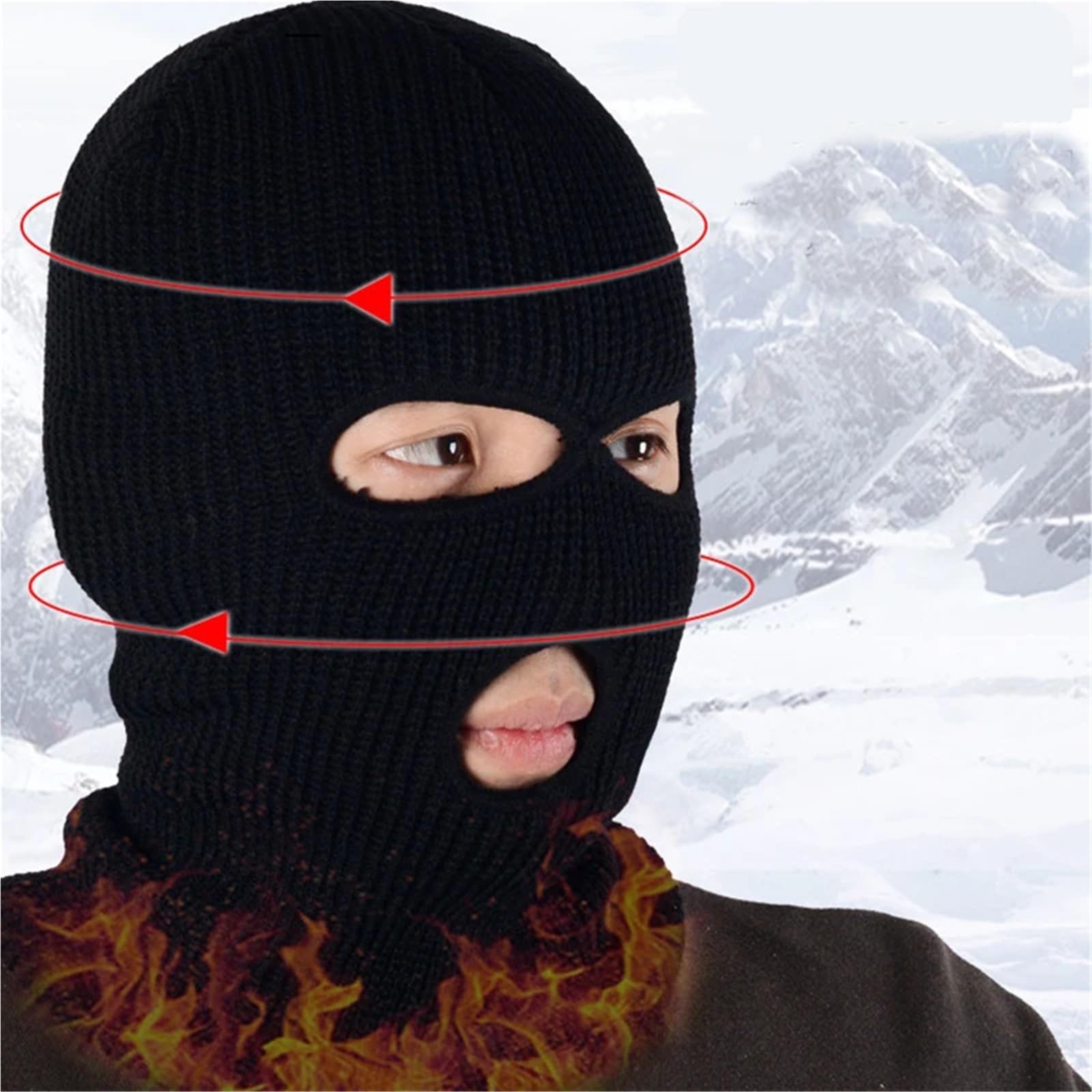 2Pcs Ski Mask Windproof Full Face Knit Hats Ski Mask Men Warm Winter Hats Knitted 3 Holes Ski Mask(Brown)