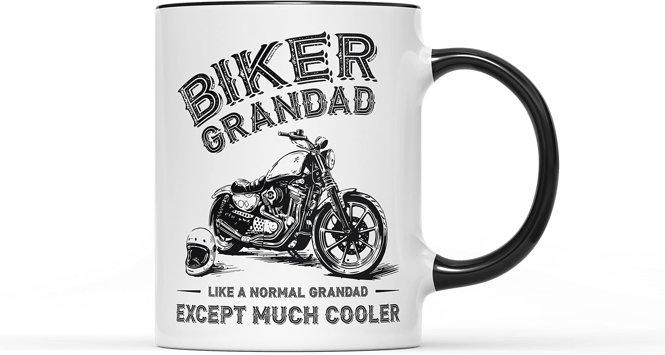 SMARTYPANTS Biker Grandad Mug - Like A Normal Dad Except Much Cooler - Father's Day Gift Cup Coffee Tea Present Birthday Christmas (Black Handle Prime)