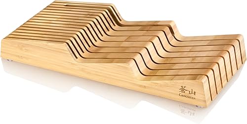 Cangshan 503831 Organizador de cuchillos de bambú con 15 ranuras