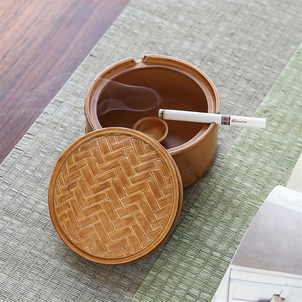 Portacenere Portacenere in Ceramica con Coperchio Huaxia Culture Antivento for posacenere da Tavolo for casa, Ufficio, Bar, Giardino, Patio Portacenere Portatile