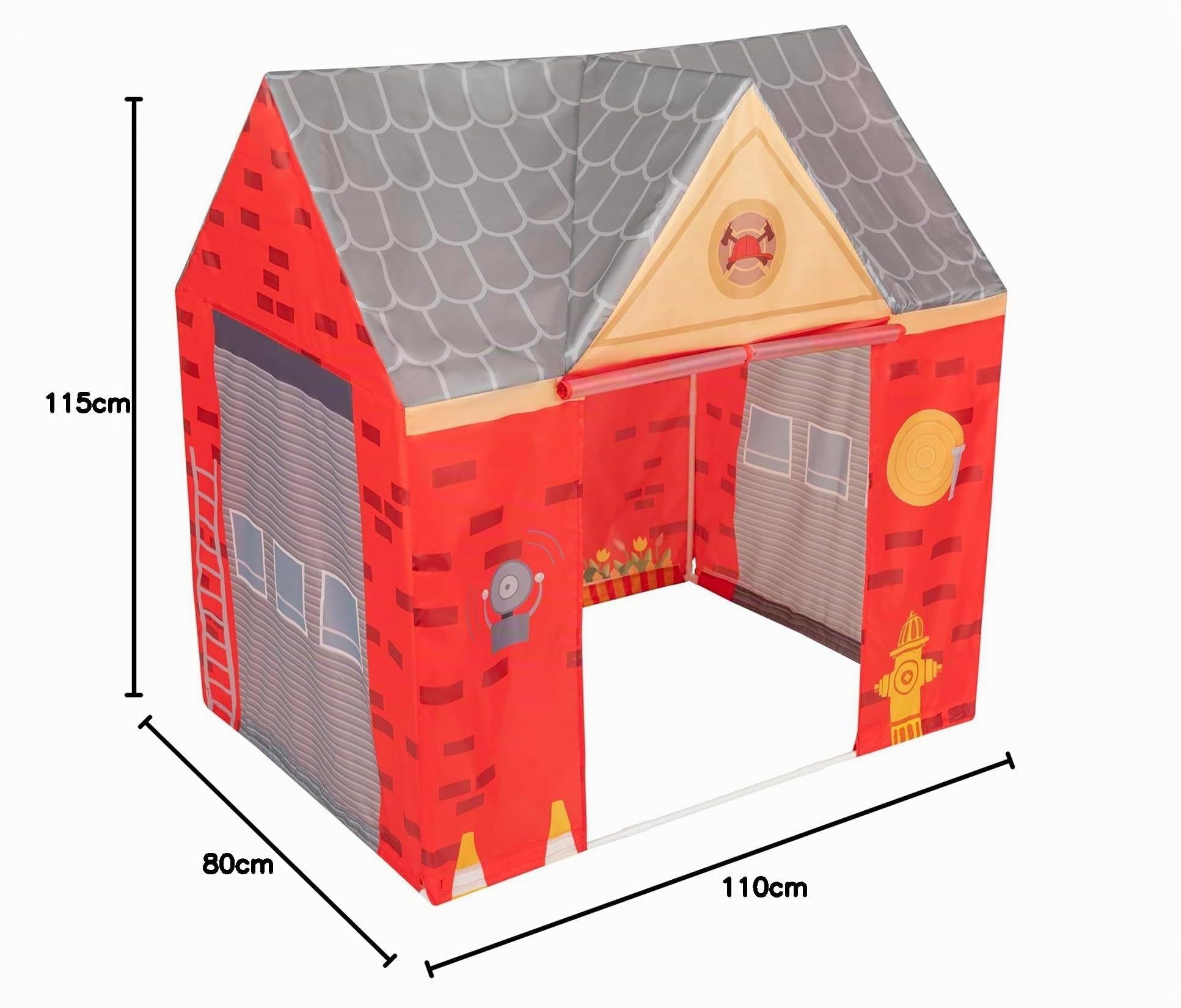 Selonis Tiendas De Campaña para Niños SIN Bolas Casa De Bomberos Tienda Plegable Espacio Creativo Y Seguro Diseño Realista Materiales Duraderos Casa Niños, Rojo-Gris