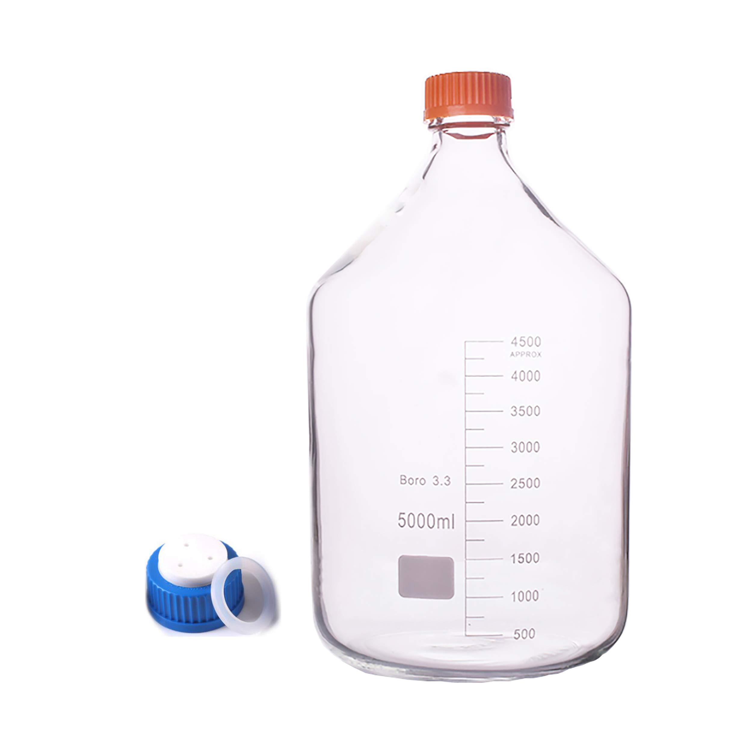 Bottiglie Da Laboratorio In Vetro Borosilicato GL 45 - 500 Ml, Con Tappo, 10 Pezzi