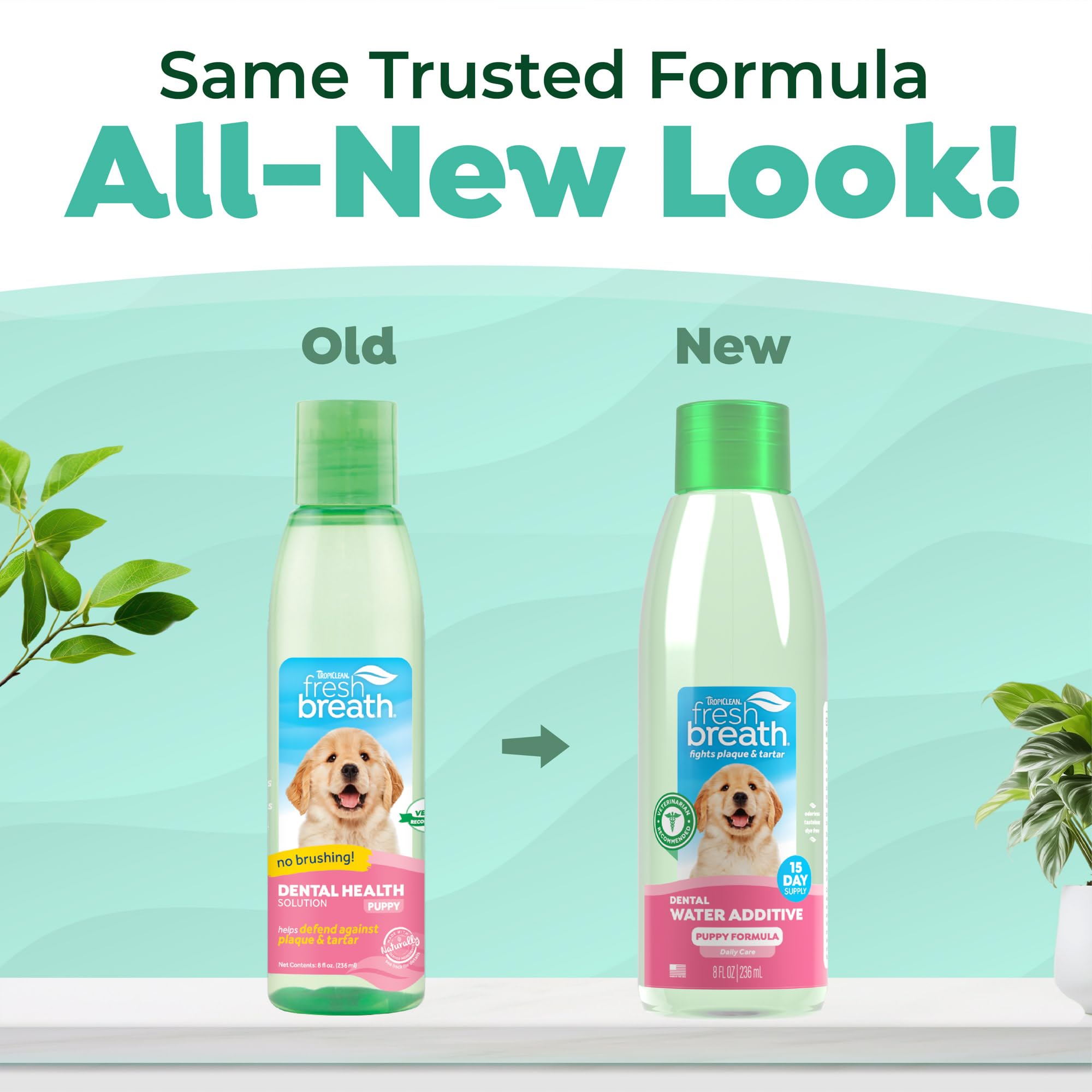 TropiClean Fresh Breath Water Additive for Puppies, Teeth Cleaning and Breath Freshener Solution, No Toothpaste or Toothbrush Required, 8 oz. - image 2