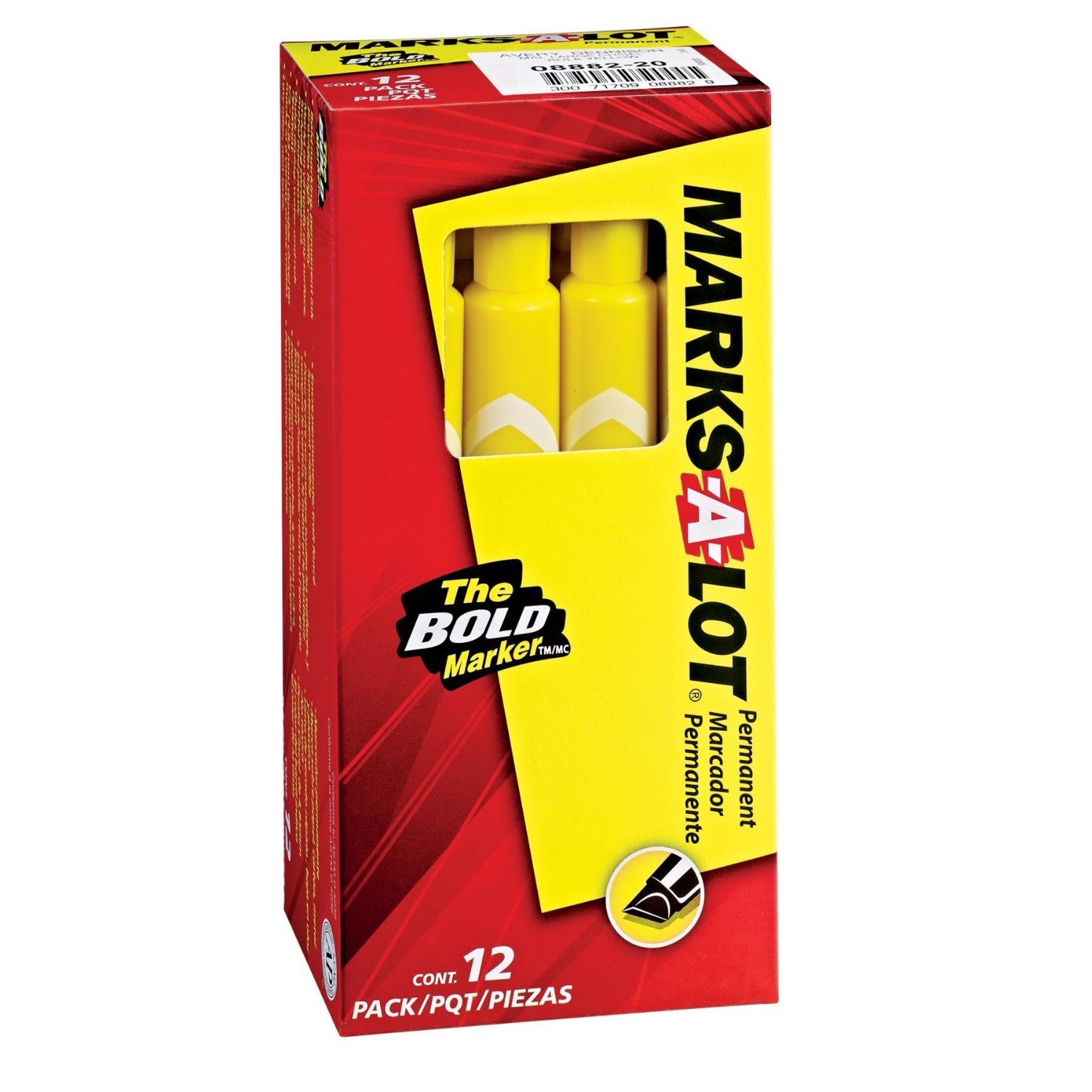Marks-A-Lot Large Chisel Tip Permanent Marker, Yellow, Sold as 2 Dozen (8882)