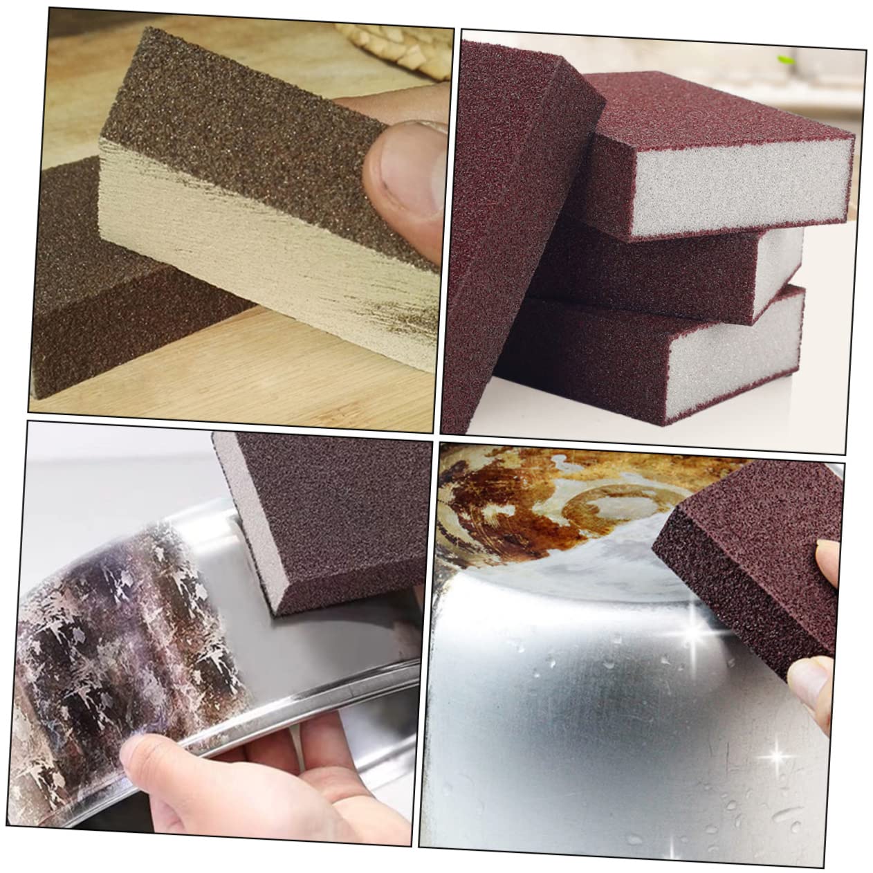 SOLUSTRE Esponjas De Lijado Nano para Limpieza De Cocina 12 Piezas, 10x7x2.5 Cm, Color Marrón Rojizo, Esponja Abrasiva Reutilizable para Ollas, Sartenes y Superficies Óxido