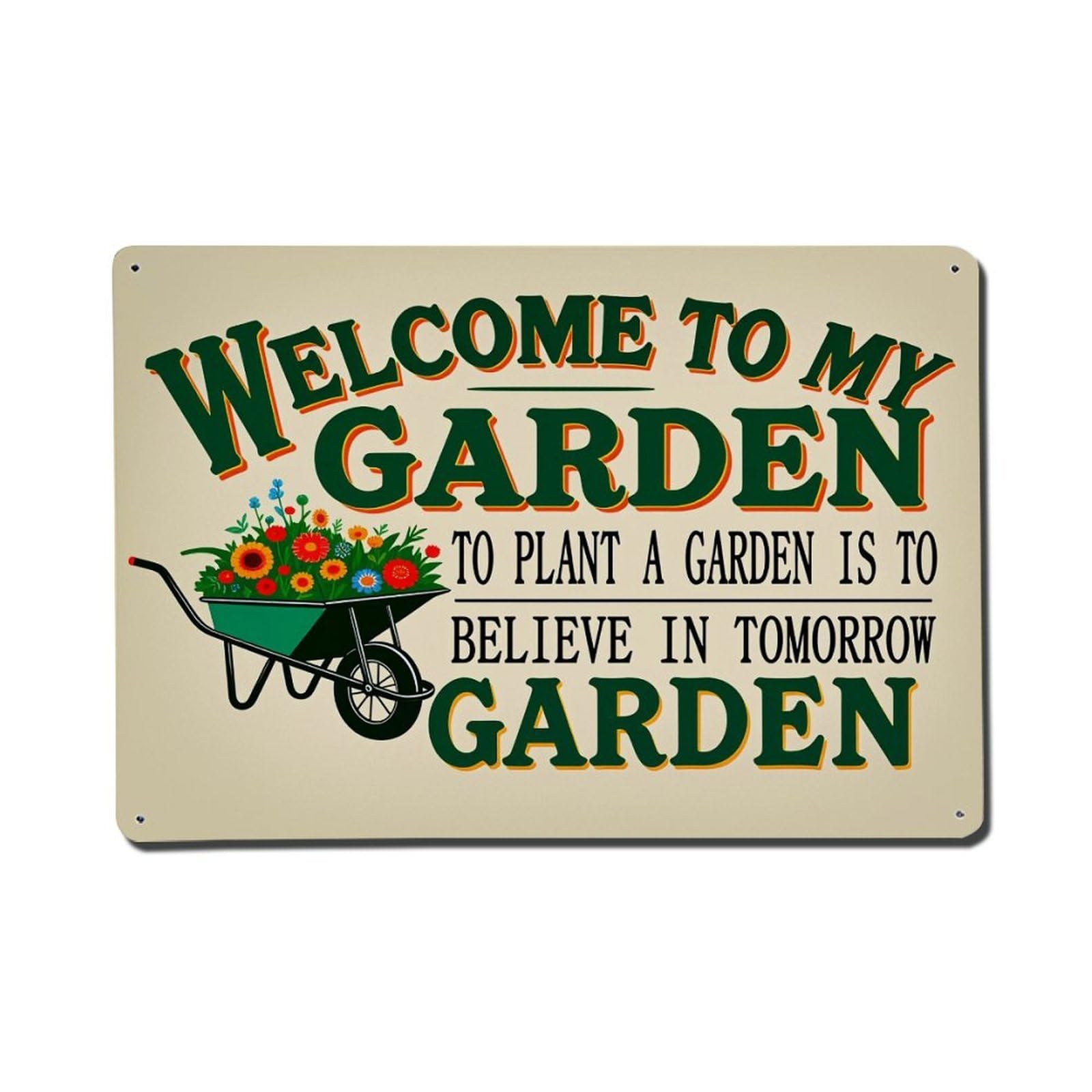 Welcome To My Garden Tin Sign Vintage Metal Poster, Home Bar Garage Man Cave Cafe Indoor & Outdoor Wall Decoration 8x12Inches