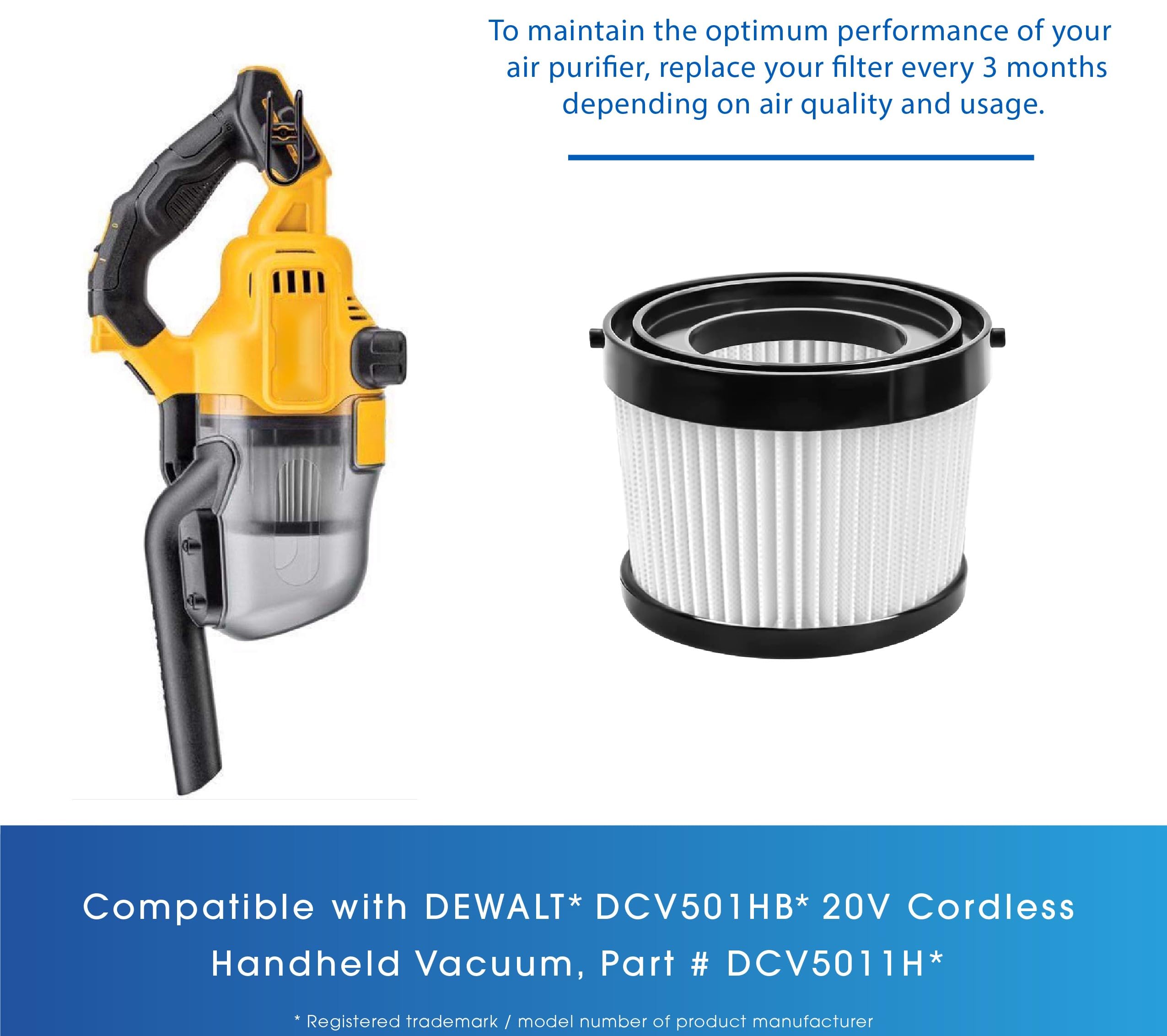2 filtri compatibili con aspirapolvere portatile senza fili Dewalt DCV501HB 20 V, con guarnizione nera, parte DCV5011H 2 filtri compatibili con aspirapolvere portatile senza fili Dewalt DCV501HB 20 V, con guarnizione nera, parte DCV5011H