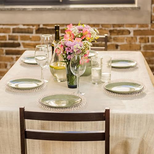 Miniatura 7 de BRKURLEG Mantel individual hueco metálico de vinilo prensadocargadorcentro de mesa de boda redondo, mantel individual de vinilo prensado para mesa