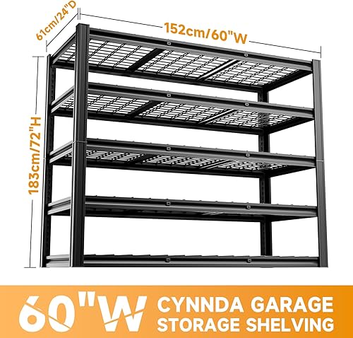 Miniatura 3 de Estantes de almacenamiento de 5 niveles, 60 pulgadas de ancho x 24 pulgadas de profundidad x 72 pulgadas de alto, estantes de almacenamiento de 3000