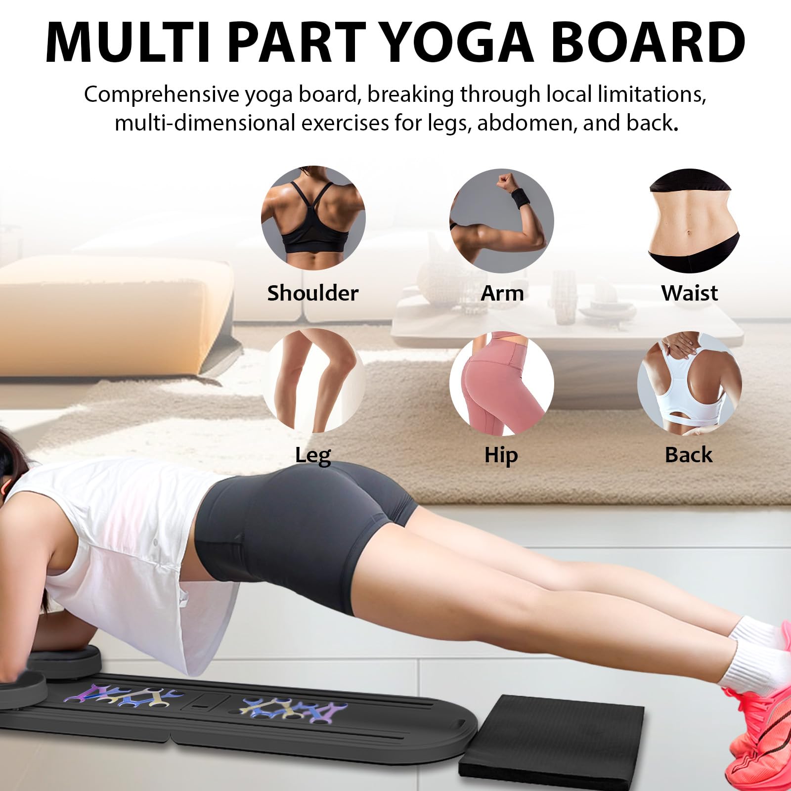 Pilates Board Upgraded Pilates Reformer Machine, Pilates Board Pilates Reformer Set Ab Roller Trainingsgerät Full Body Workout Equipment for Homegym (E)