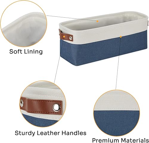 Miniatura 8 de DULLEMELO Paquete de 2 cestas de almacenamiento grandes para organizar canastas de lona de tela con asas de cuerda para estantes ropa cesta de