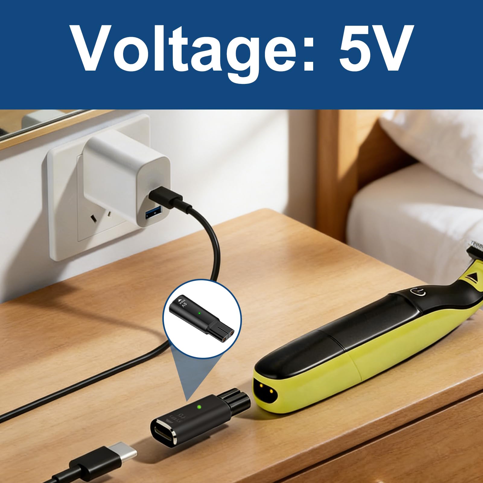 Adapter ładowarki USB C 5 V do Philips OneBlade QP2734, QP2724, QP2824, QP2834, QP4631, MG5910, MG7910, MG9510, QP1924, QP1324, szybka ładowarka kompatybilna z golarkami Philips
