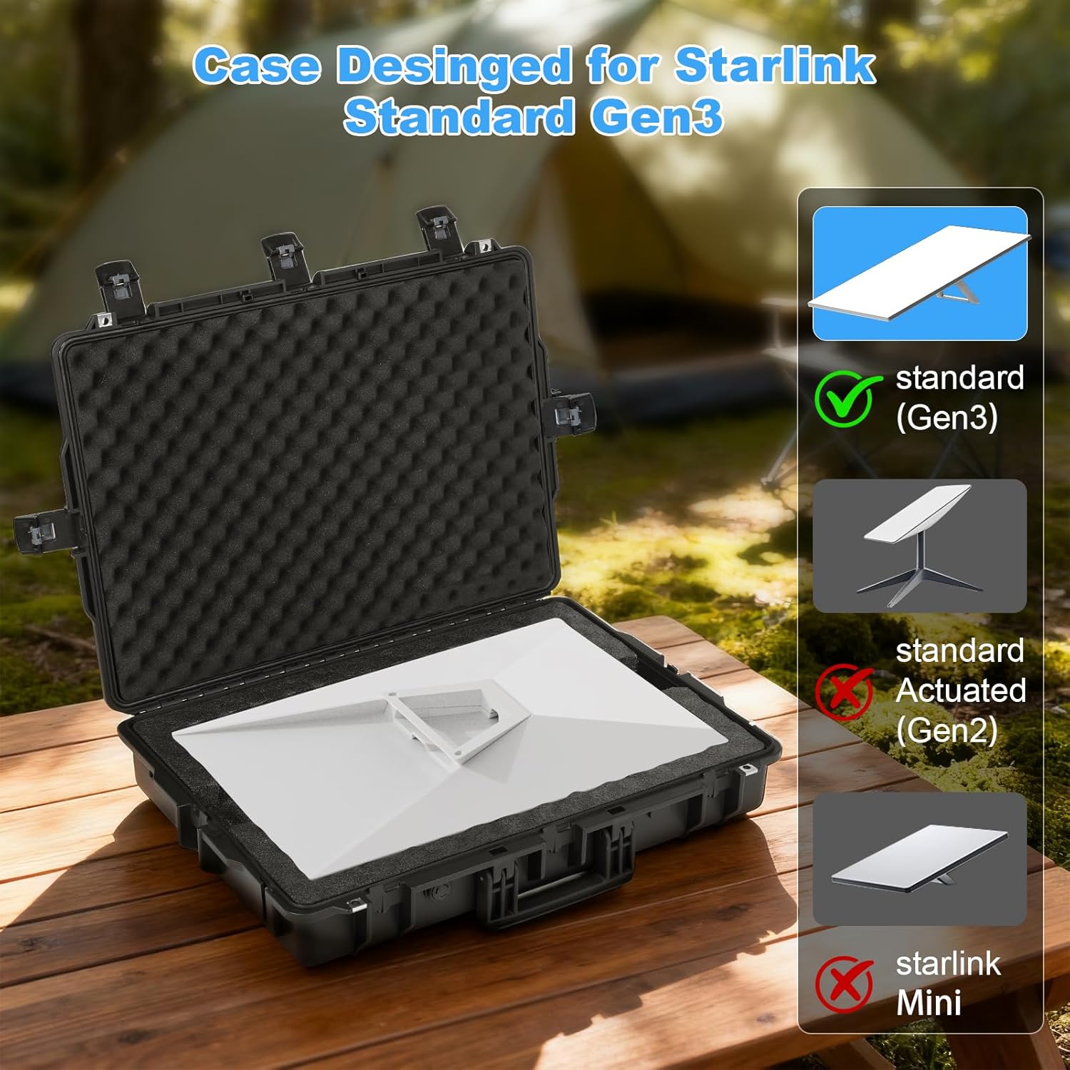 Starlink Standard Gen 3 Case, Waterproof Case with Foam for Starlink Standard Gen 3 Protective Organizer for Gen3 and Accessories, Lockable,Impact-Resistant, Portable,Pressure Equalizing, Airtight