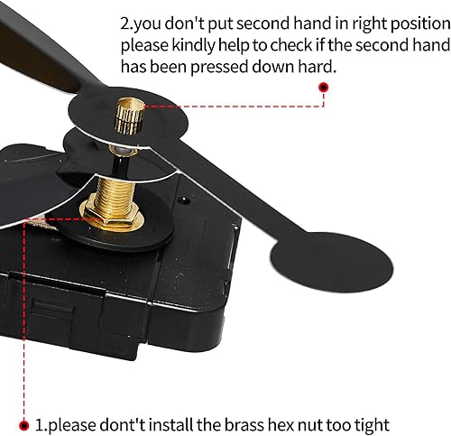 Miniatura 4 de JJDD Carkio - Reloj de movimiento de alto torque, mecanismo de movimiento del reloj de eje largo de 1.102 in con manecillas, kit de movimiento de