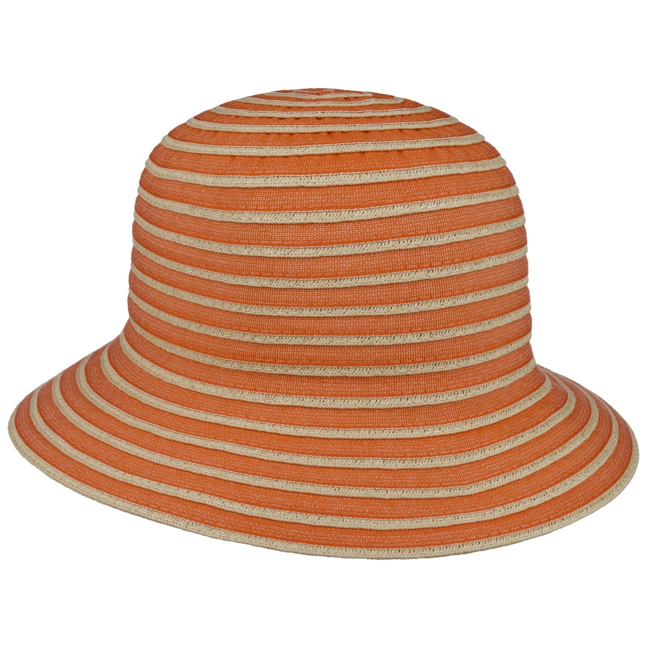 Lipodo Twotone Braids Straw Bell Hat Multicolored Striped Lightweight Breathable Paper Ladies Summer Orange