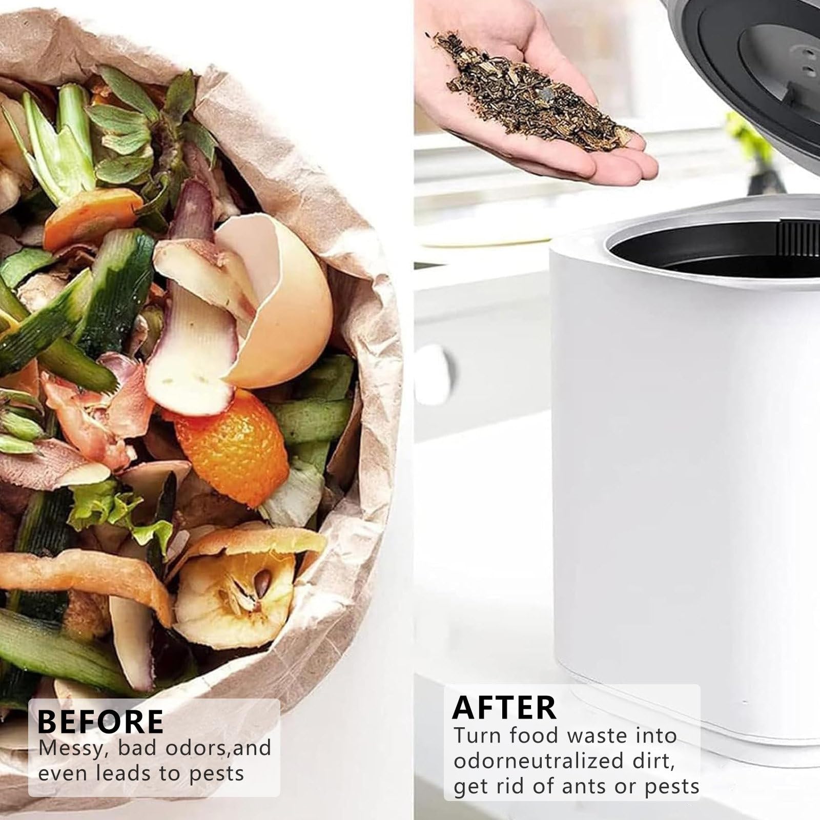 vnmudzeo Dual Mode Kitchen Intelligent Compost Bin,for Food Waste Disposal,0.87 Gal Household? Odourless Electric Composter,with Touch Button,110V