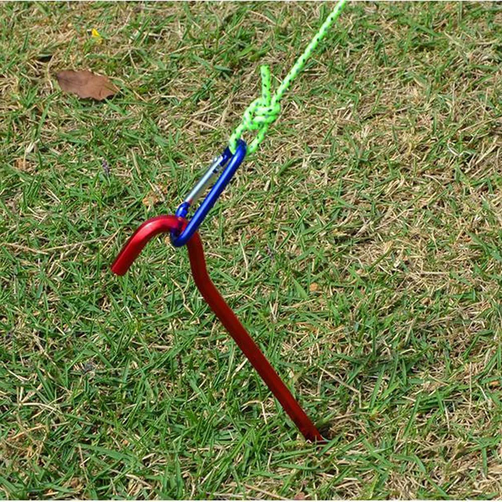 Picchetti per tenda, confezione da 6 picchetti per tenda in alluminio con custodia per gancio, picchetti da campeggio ideali, campeggio all'aperto per campeggio, escursionismo, zaino in spalla (c
