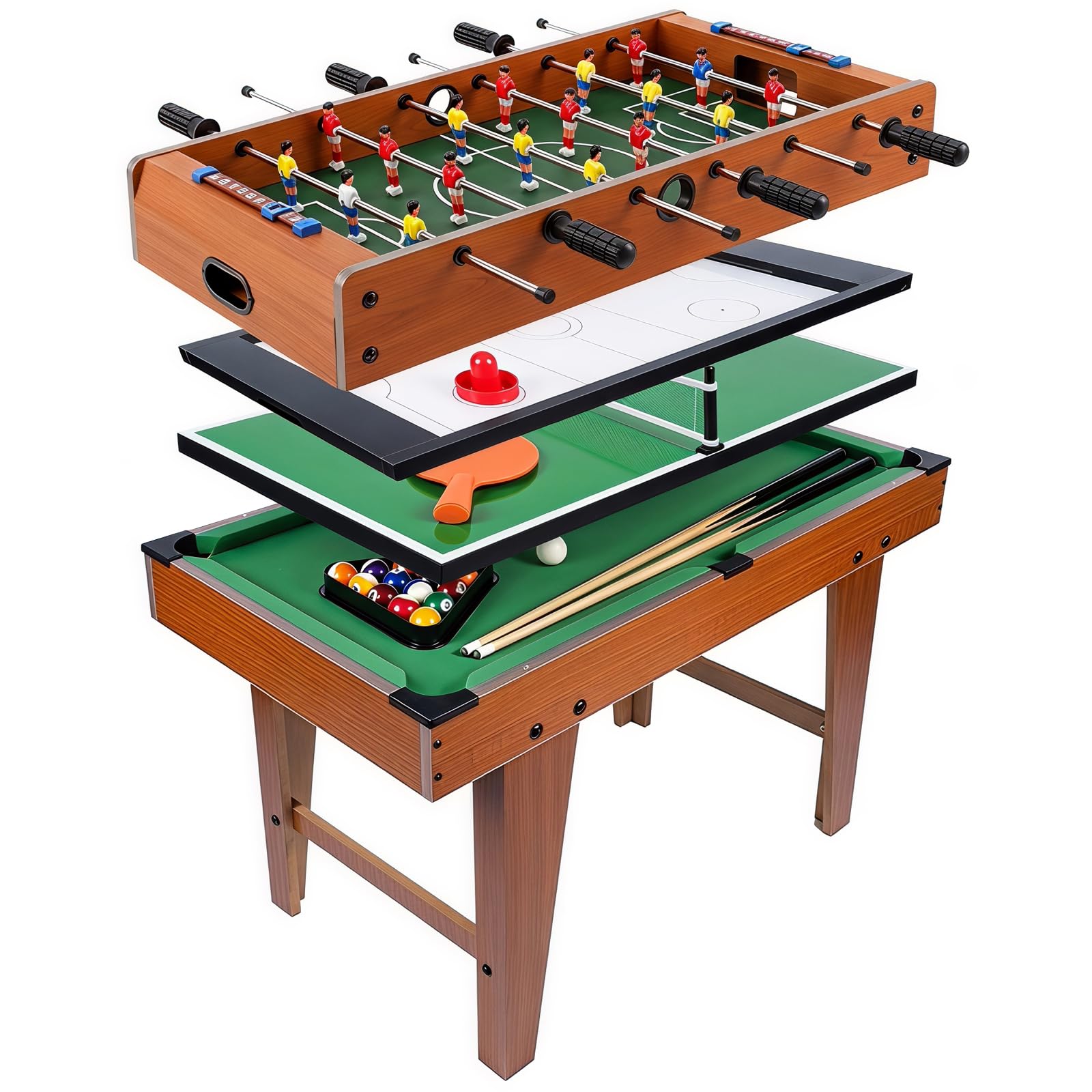 4-in-1 Multi Game Table, Tischkicker Kickertisch for Kids and Adults