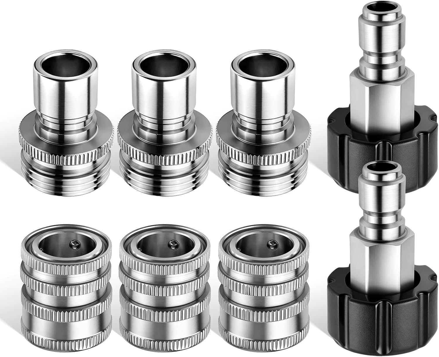 Pressure Washer Hose Adapter, M22-14mm to 3/8 Quick Connect, 5000 PSI, Stainless Steel, for Pressure Washer Guns Hoses Pumps (Stainless Steel 8pcs)