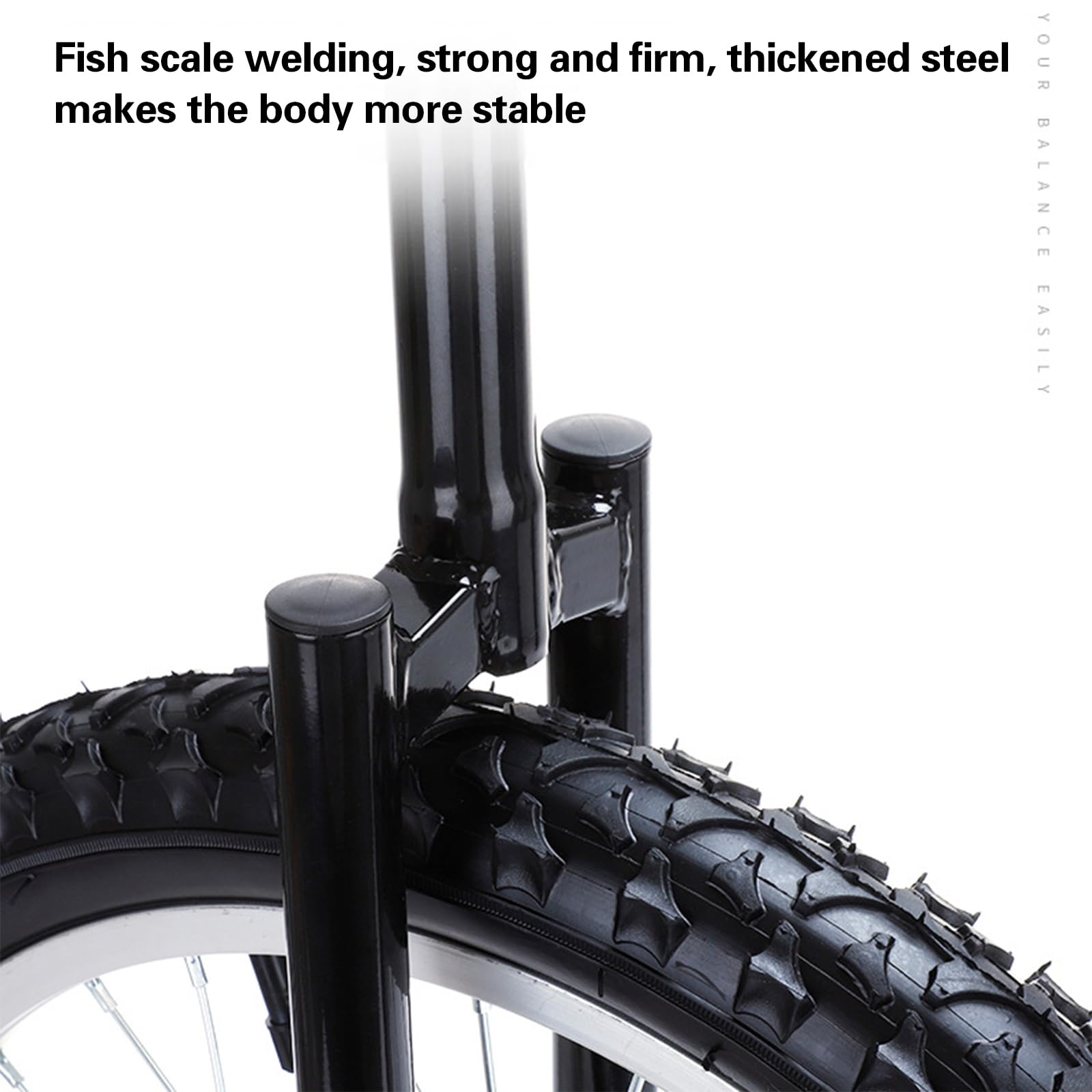 Monocycle – Monocycle d'extérieur avec cadre en acier durable, pneu étanche, hauteur réglable, siège incurvé en PU pour fitness et exercice