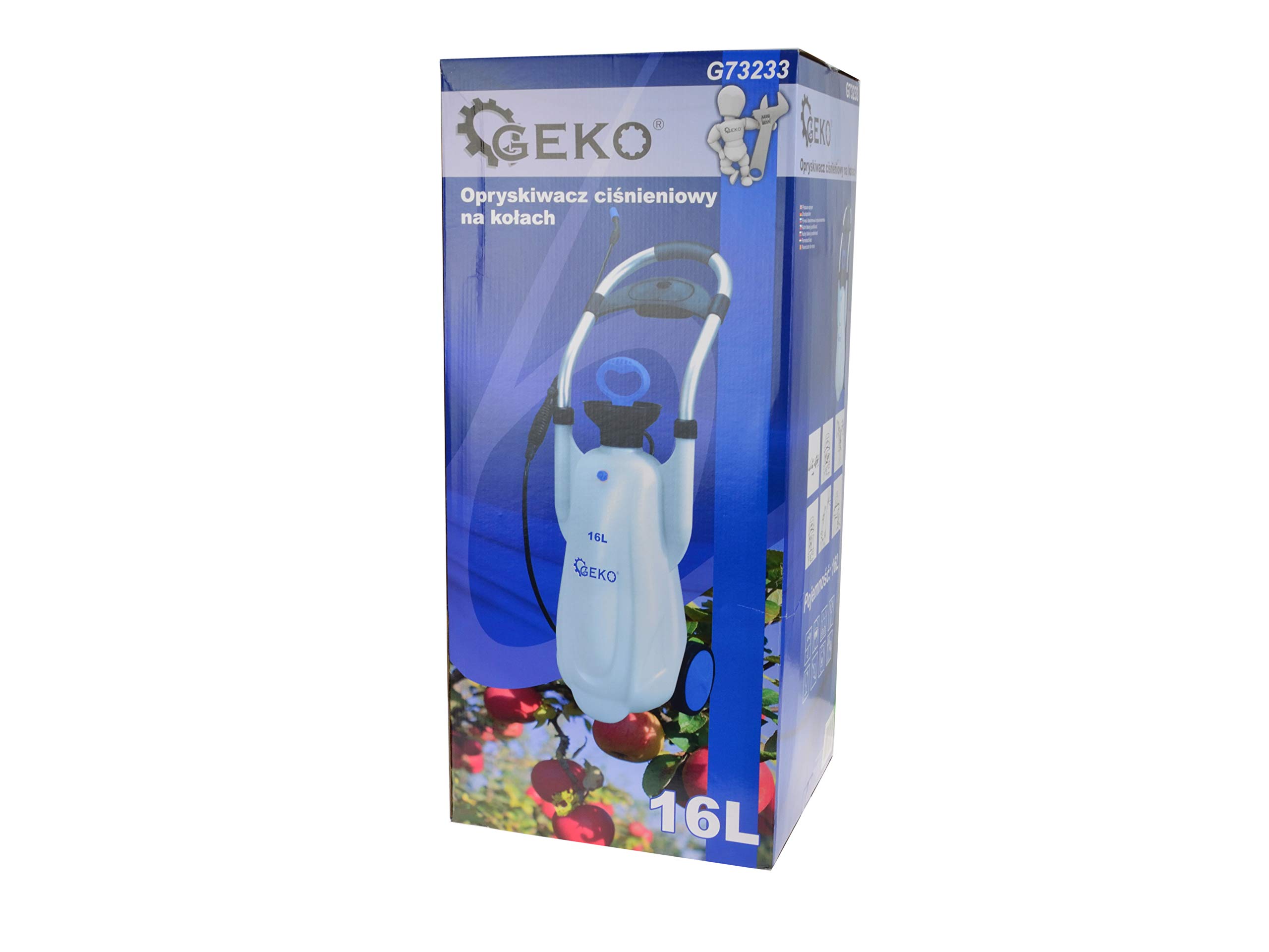 BSD Spruzzatore Giardino con Puleggia - Spruzzatore a Pressione a Spalla, Pompa Irroratrice su Ruote - 16L