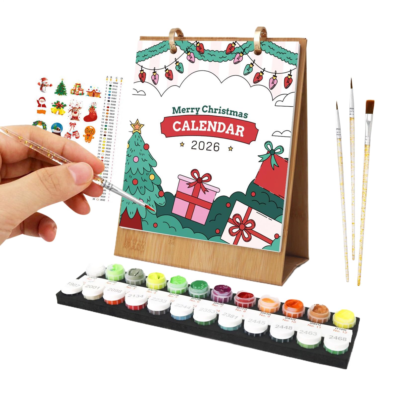 Calendario De Adviento | Calendario de Mesa Temática de Navidad Pinturable | Planificador De Suministros De Arte Para Pintura Y Artesanía Para Adolescentes Hogar Cocina Escuela Familia