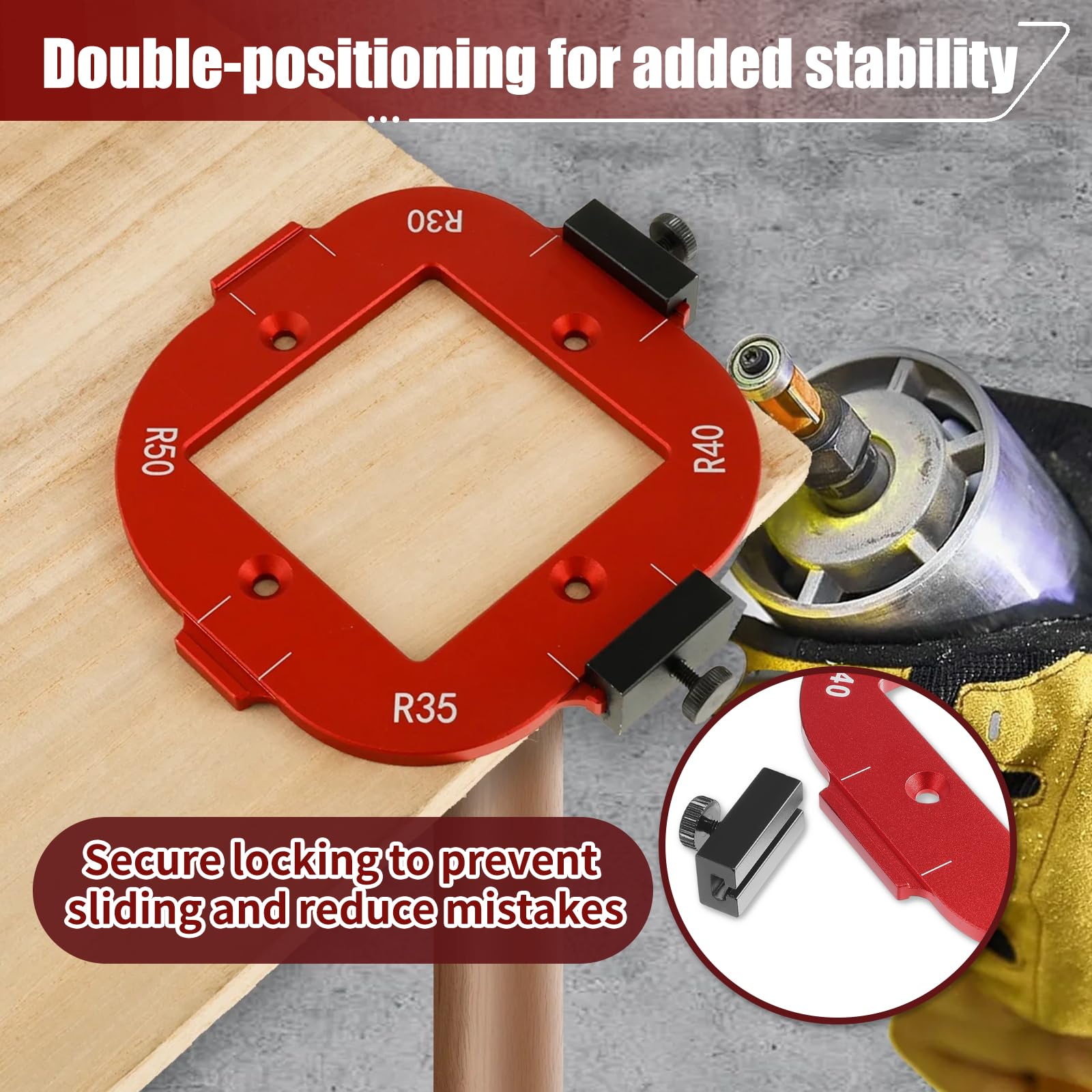 Gabarit de guidage pour défonceuse – Gabarit de fraisage à rayon R10-R50 en alliage d'aluminium pour plaques de bois | Fraise multifonction pour des courbes et des coins précis | Compatible avec les