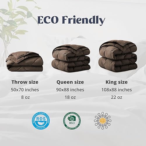 Miniatura 5 de puredown Edredón ligero de plumas de plumón, ropa de cama fina de fibra de plumón para todas las estaciones, tamaño FullQueen, funda suave, inserto