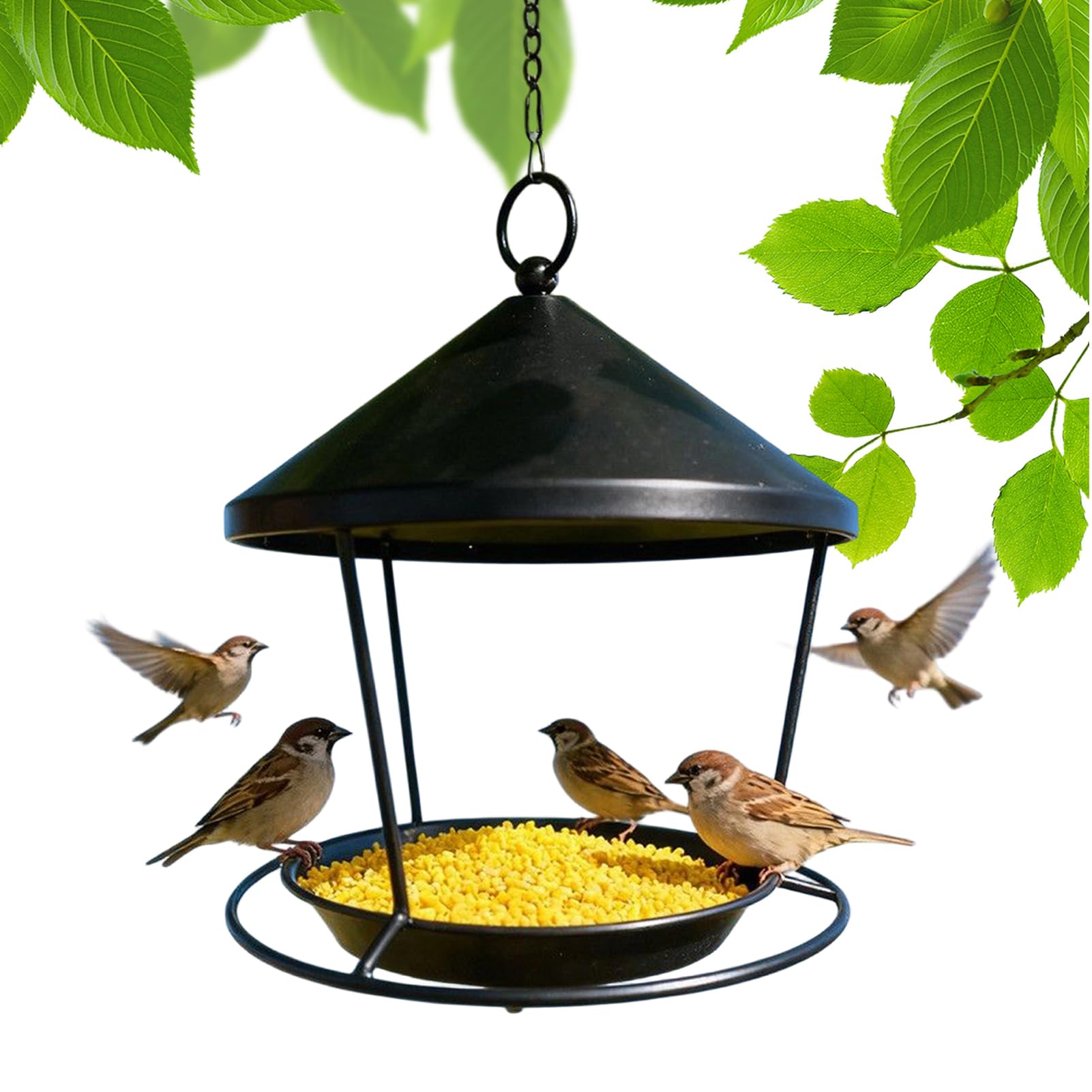Mangeoire à oiseaux sauvages suspendue en métal avec plateau d eau étanche pour jardin et balcon