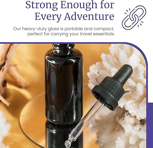 Miniatura 7 de Infinity Jars botella de vidrio negra ultravioleta de 30 ml (1 fl oz) con tapa cuentagotas, Negro