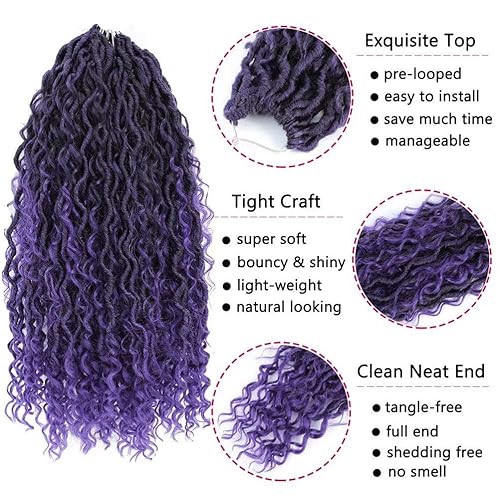 Miniatura 4 de Purple Goddess Locs - Cabello de ganchillo para mujeres negras, 22 pulgadas, 120 hebras de cabello de río de río estilo bohemio, pelo largo bohemio