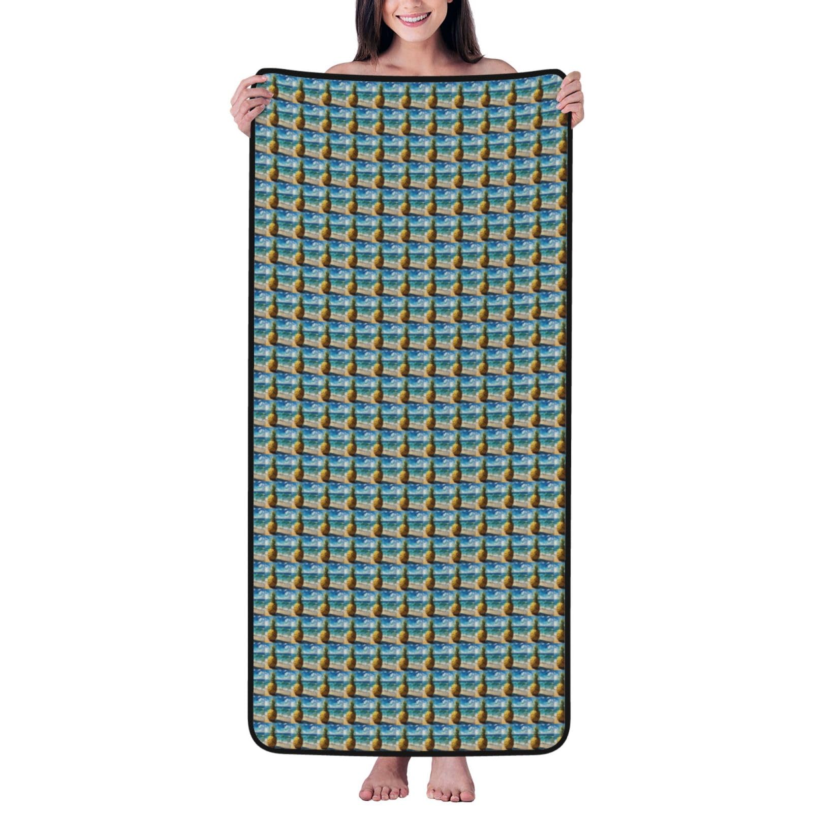 Tamiger Pineapple By The Sea Print Unisex Coral Velvet Bath Towel For Home Bathroom Hotel Spa Beach Travel Daily Use