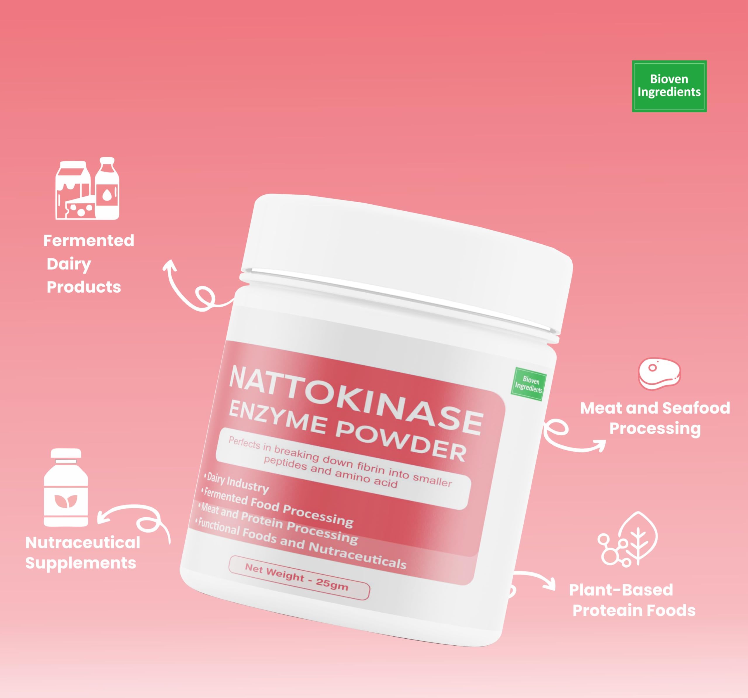 Bioven Ingredients Nattokinase Enzyme Powder Non-GMO, Dietary