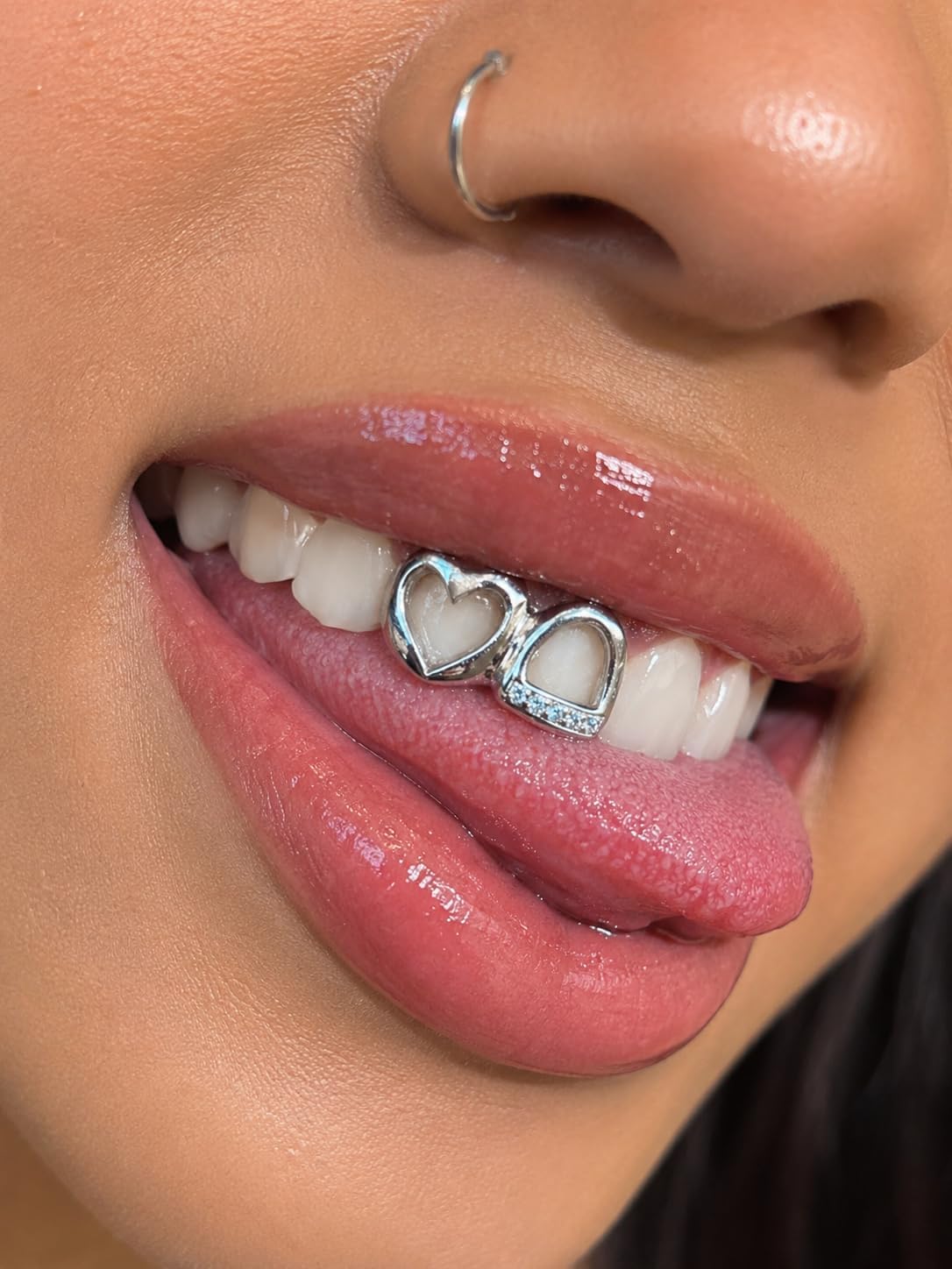 Rhinestone Teeth Grillz for Women Sparkly Gold Grills for Your Teeth image 3