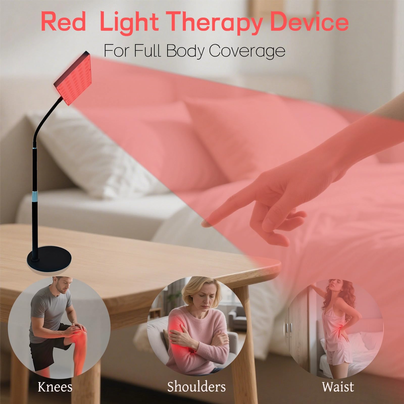 Lampa panelowa do terapii światłem czerwonym 30 W 100 LED, bliska podczerwień, podwójne długości fal 660 nm i 850 nm, regulowana jasność z timerem dla całego ciała, regulowana wysokość