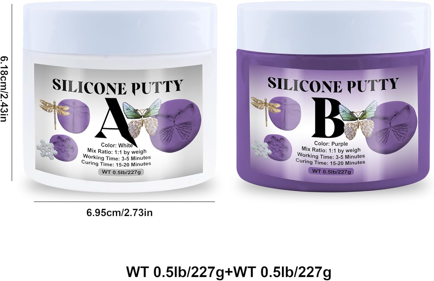 Silicone Putty,1LB/454G Silicone Mold Making Kit,Easy 1:1 Mixing Ratio Fast Cured Molding Putty for Casting,Non-Toxic,Strong&Flexible,Reusable Silicone Molds,Resin Molds,Soap Molds(Purple)
