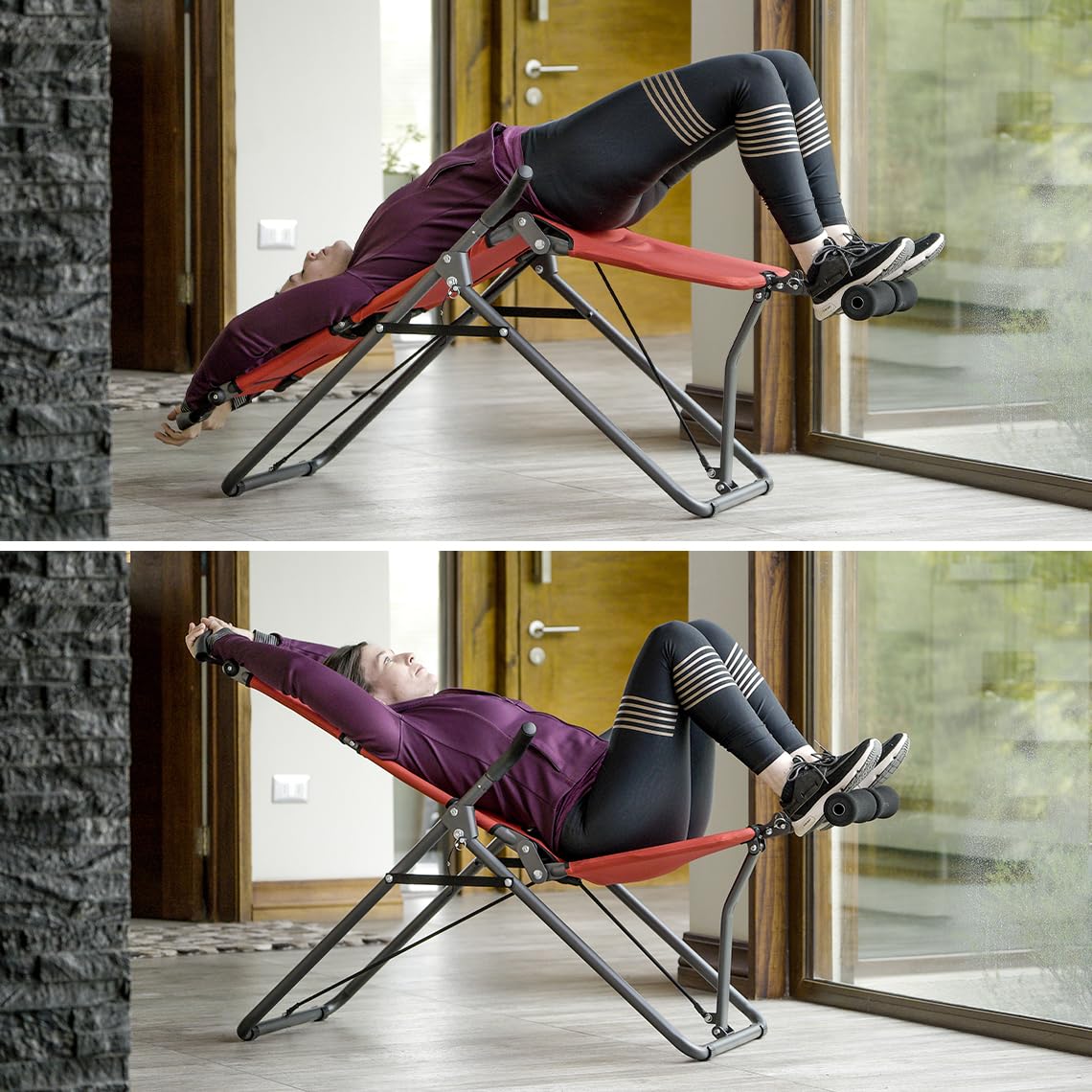 Mediashop Uniseks Back Lounge M23118 Inwersyjny Trener Pleców, Czerwony/Czarny, Do 250 kg