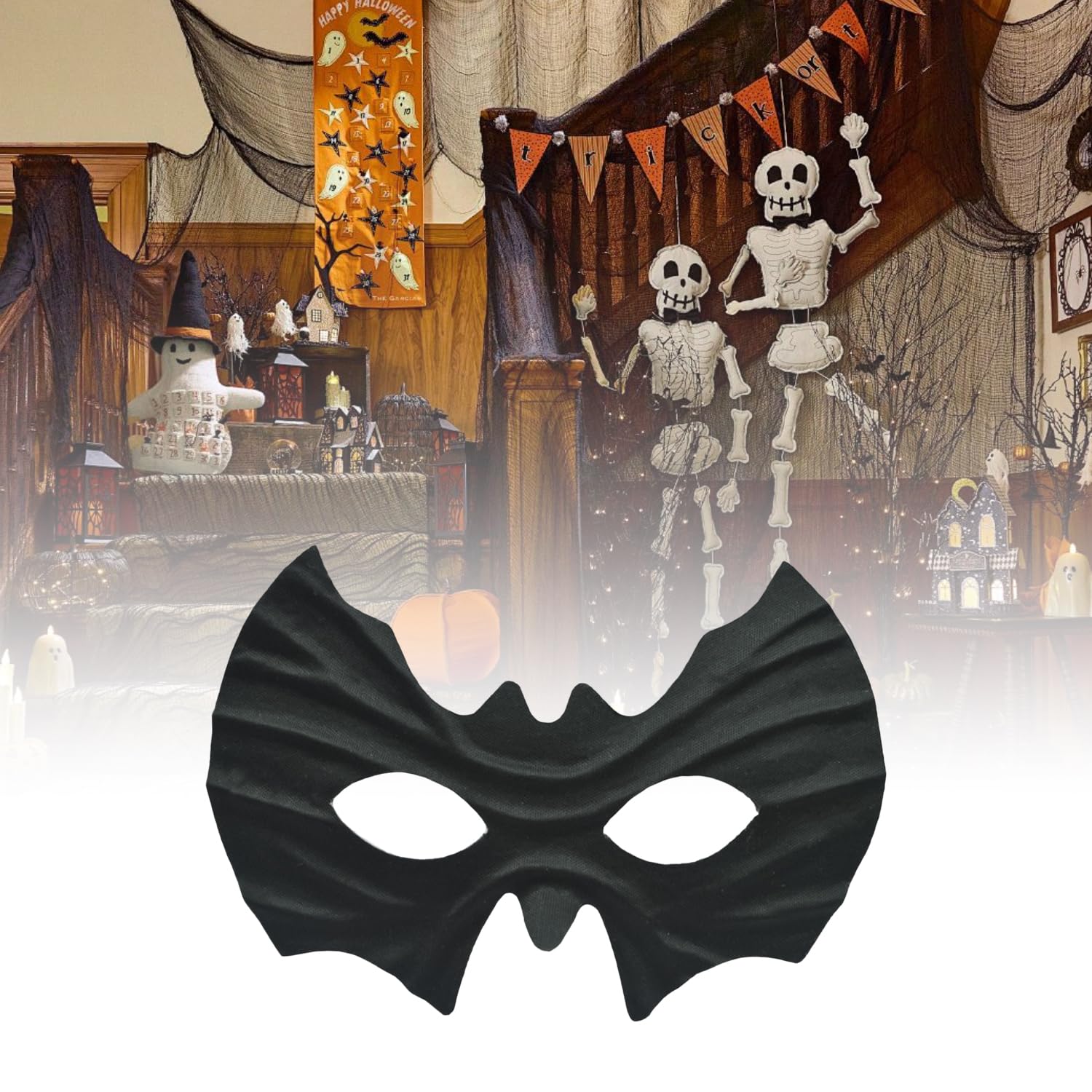 DVOFU 2Pieces Superhero Black Bat Eye Mask Half Face Eyemask Halloween Costume Cosplay Party Accessories for Adult Men Stage Performance Carnival - Image 3